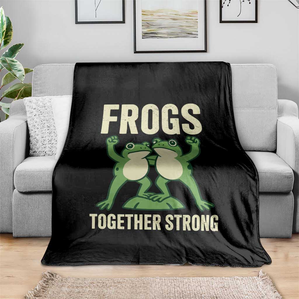 Frogs Together Strong Throw Blanket Portland Frog Protest United We Ribbit - undefined