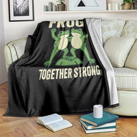 Frogs Together Strong Throw Blanket Portland Frog Protest United We Ribbit - undefined