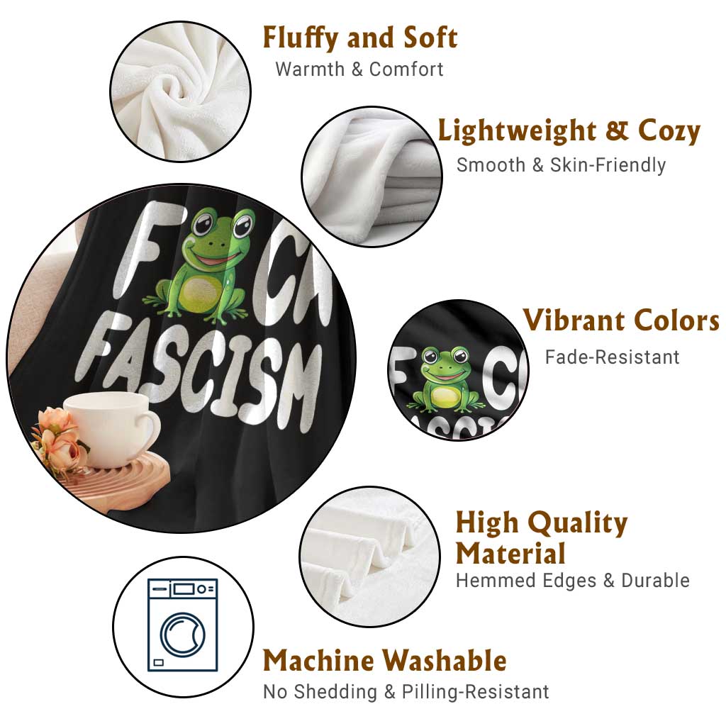 Funny Frog Fck Fascism Throw Blanket Resist Protest Human Rights - Wonder Print Shop