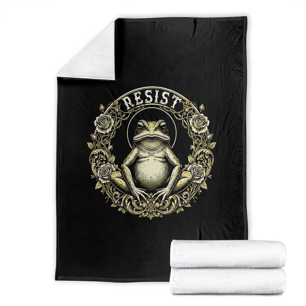 Zen Frog Resist Throw Blanket Sacred Resistance Protest Ornate Style Graphic - Wonder Print Shop