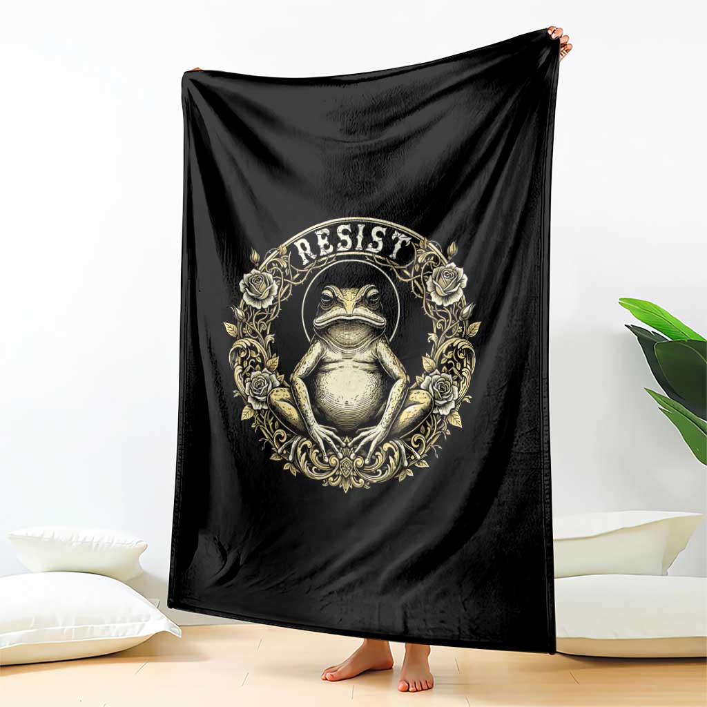 Zen Frog Resist Throw Blanket Sacred Resistance Protest Ornate Style Graphic - Wonder Print Shop