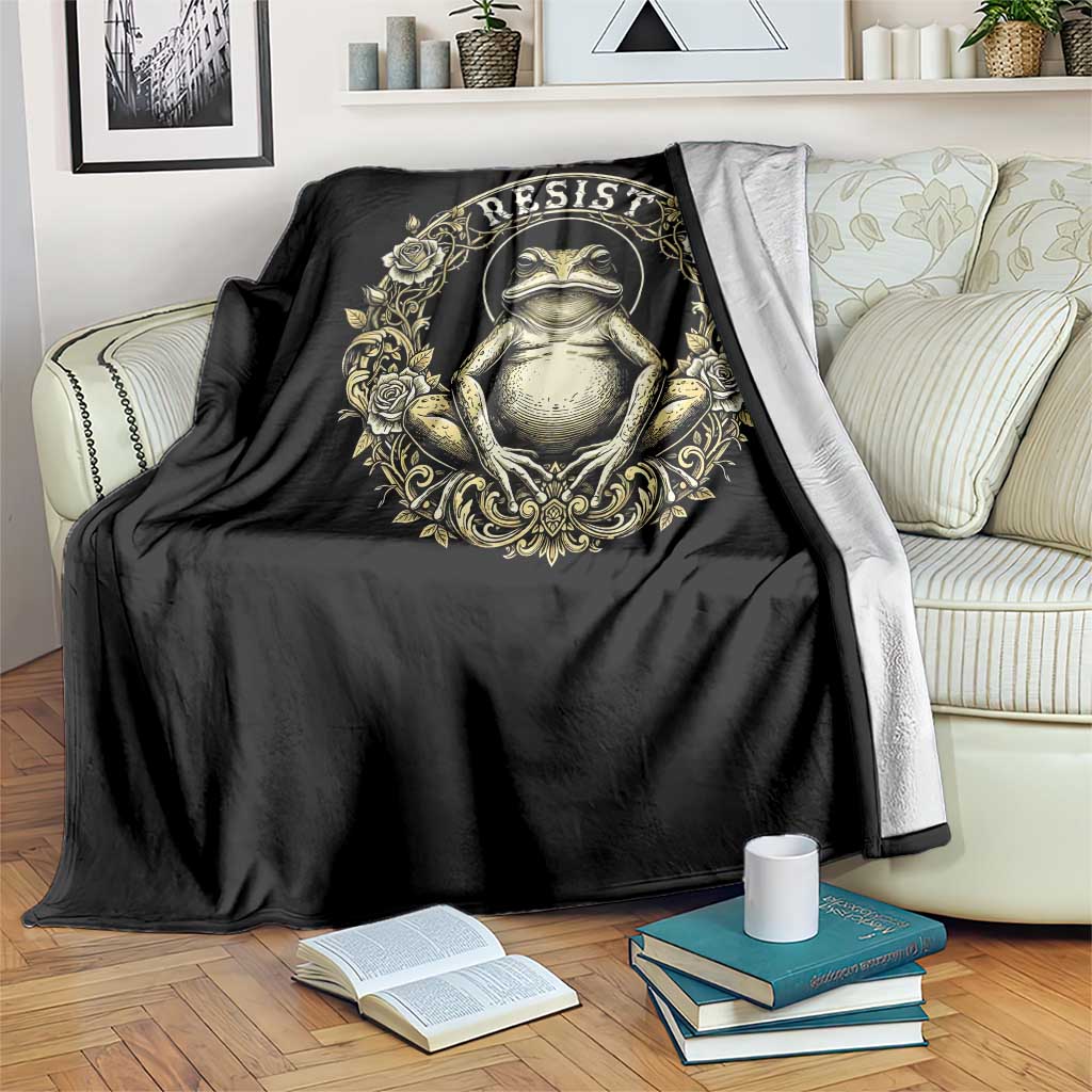Zen Frog Resist Throw Blanket Sacred Resistance Protest Ornate Style Graphic - Wonder Print Shop