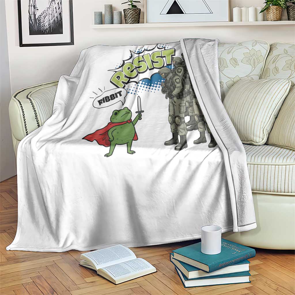 Funny Frog Protest Comic Graphic Throw Blanket Ribbit Resist Stand Against - Wonder Print Shop