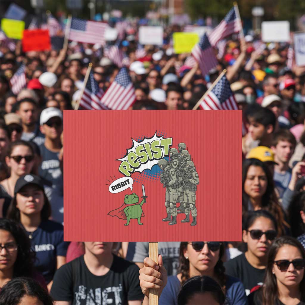 Funny Frog Protest Comic Graphic Protest Sign Ribbit Resist Stand Against - Wonder Print Shop