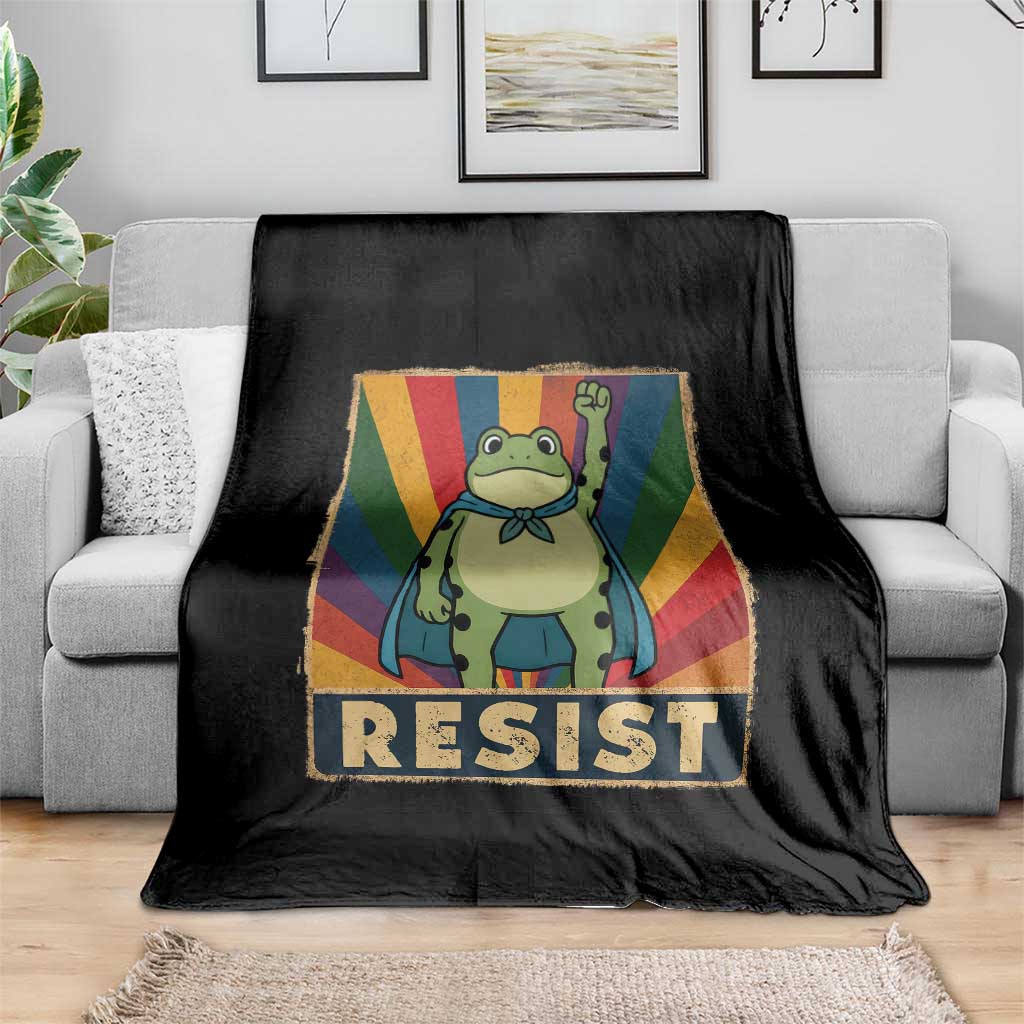 Rainbow Resist Frog Throw Blanket Portland Pride and Protest Resistance - Wonder Print Shop