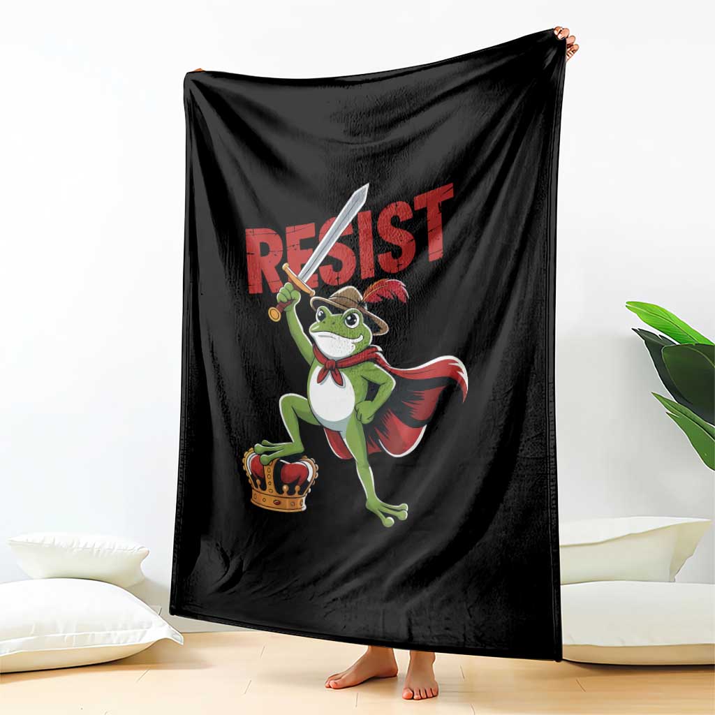 Sword Wielding Frog Resistance Throw Blanket Resist Protest No Kings - Wonder Print Shop
