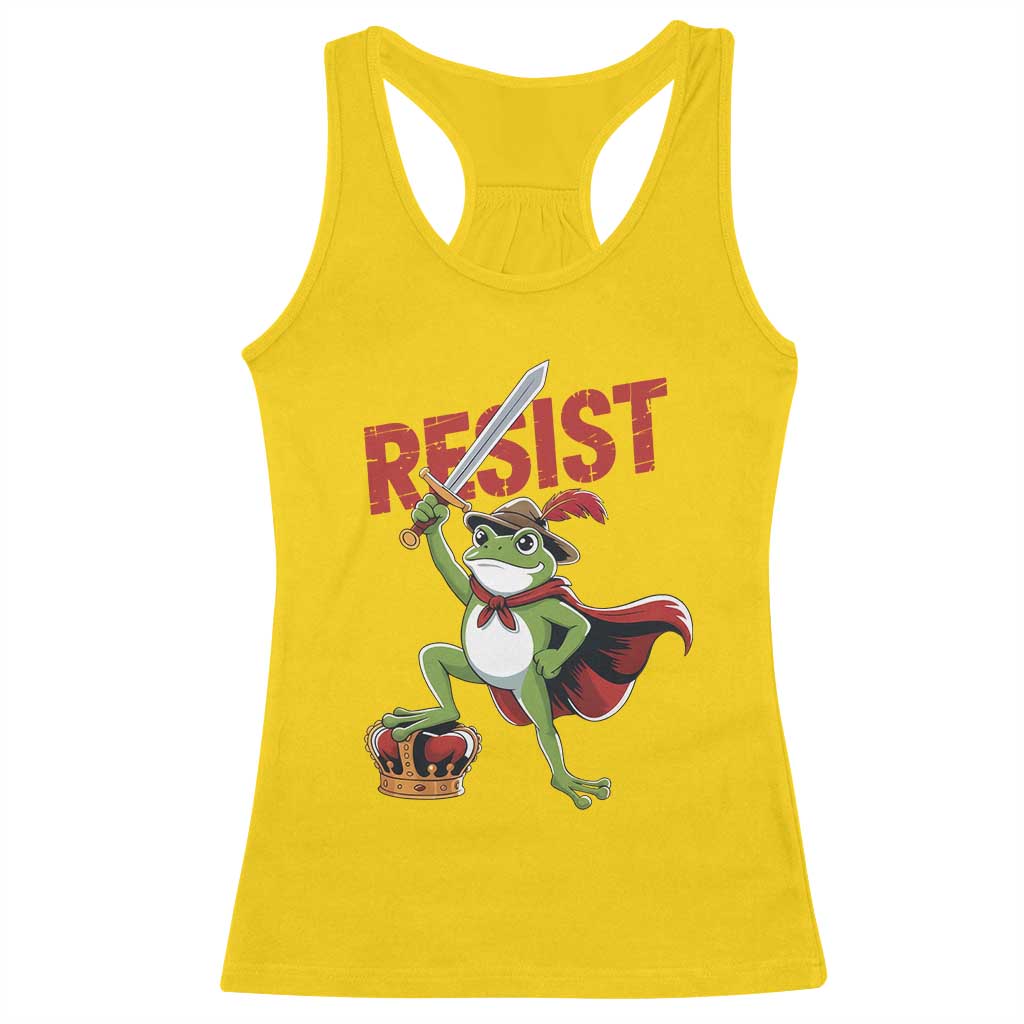 Sword Wielding Frog Resistance Racerback Tank Top Resist Protest No Kings - Wonder Print Shop