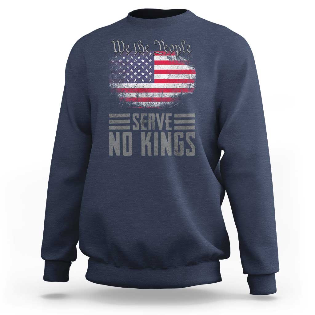 We The People Serve No Kings Sweatshirt Patriotic Eagle American Flag - Wonder Print Shop