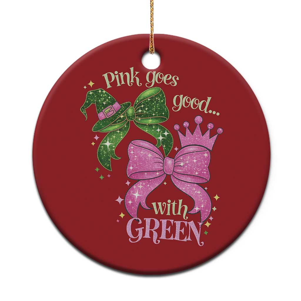 Green and Pink Coquette Bow Christmas Ornament Pink Goes Good With Green - Wonder Print Shop