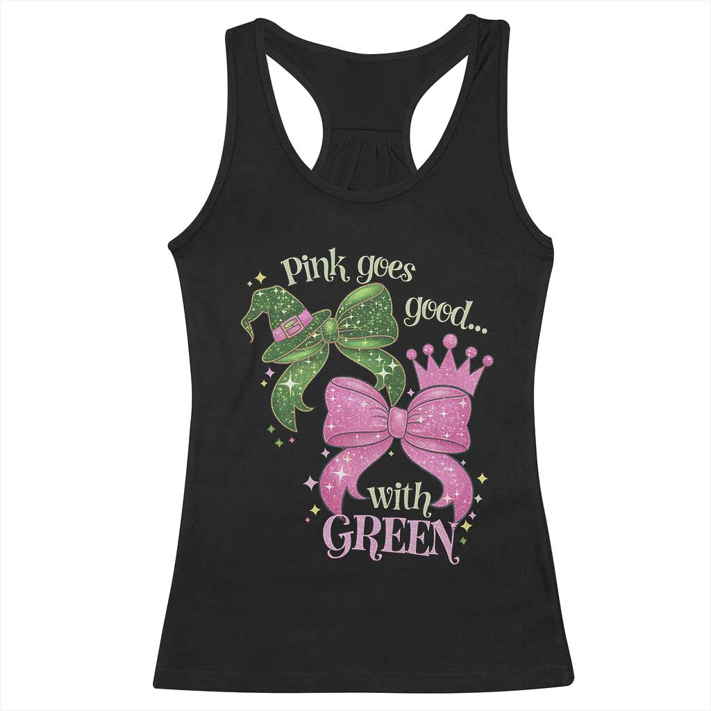 Green and Pink Coquette Bow Racerback Tank Top Pink Goes Good With Green