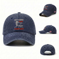 Baseball Lover Washed Cotton Baseball Cap Hit Hard Run Fast Turn Left Softball Fan