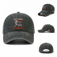 Baseball Lover Washed Cotton Baseball Cap Hit Hard Run Fast Turn Left Softball Fan