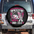 Female Veteran Spare Tire Cover Never Underestimate A Woman With DD214 Pink American Flag