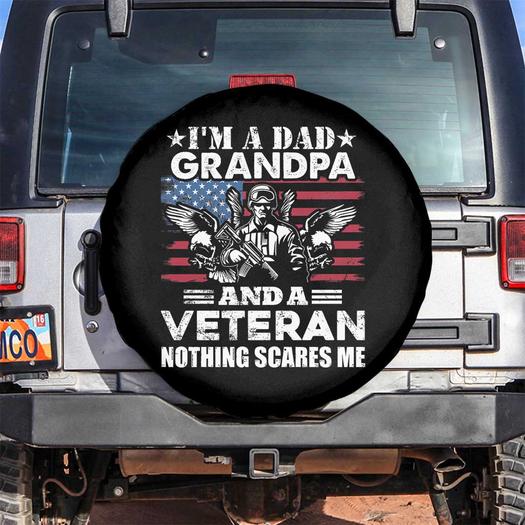 American Veteran Spare Tire Cover I'm A Dad Grandpa And A Veteran Funny For Papa Grandpa Pride