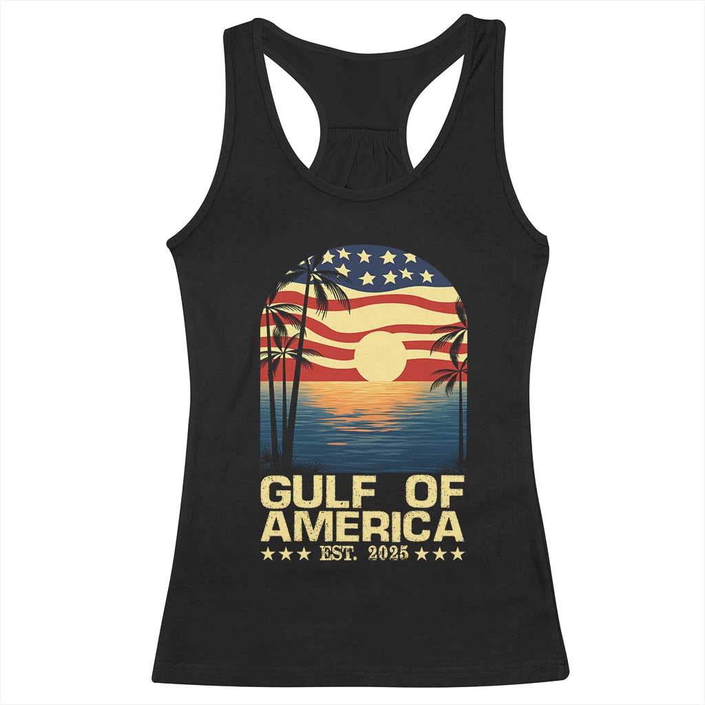 Gulf Of America Racerback Tank Top Est 2025 American Flag Retro