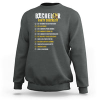 Dark heather crewneck sweatshirt with 'Party Checklist' graphic and checklist text on back