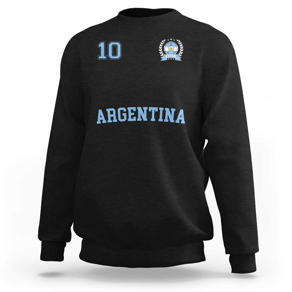 Black Argentina football sweatshirt with number 10, Argentina lettering, and crest