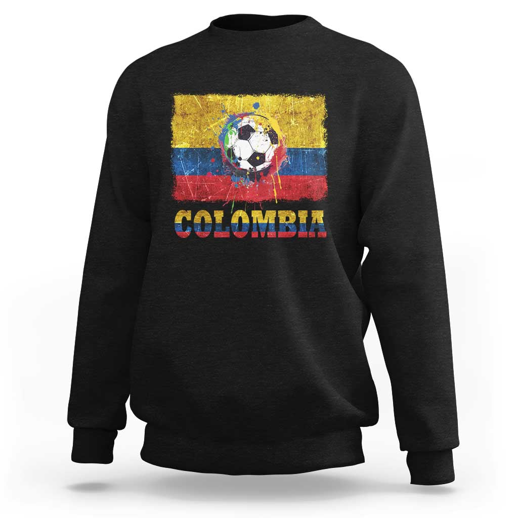 Colombia Football Sweatshirt Futbol Soccer Colombian Flag Retro Vintage - Wonder Print Shop