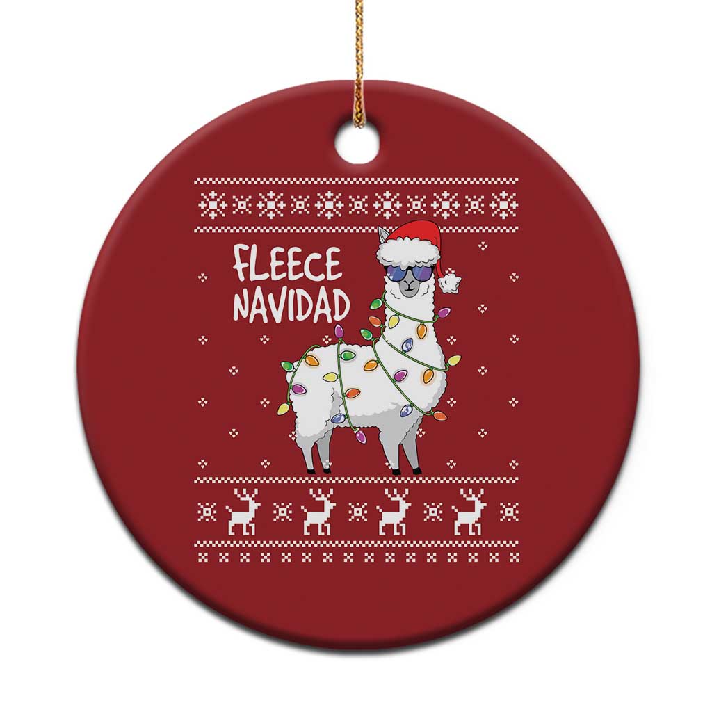 Funny Llama Xmas Christmas Ornament Fleece Navidad Feliz Merry Xmas Ugly Sweater - Wonder Print Shop