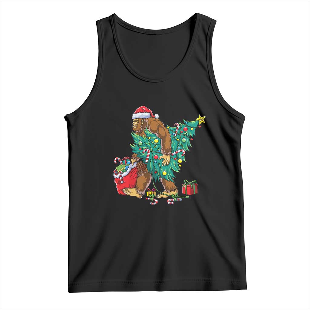 Bigfoot Christmas Tree Tank Top Xmas Lights Sasquatch Lovers