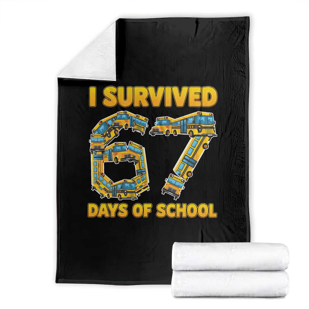 Funny School Bus Driver Throw Blanket I Survived 67 Days of School - Wonder Print Shop