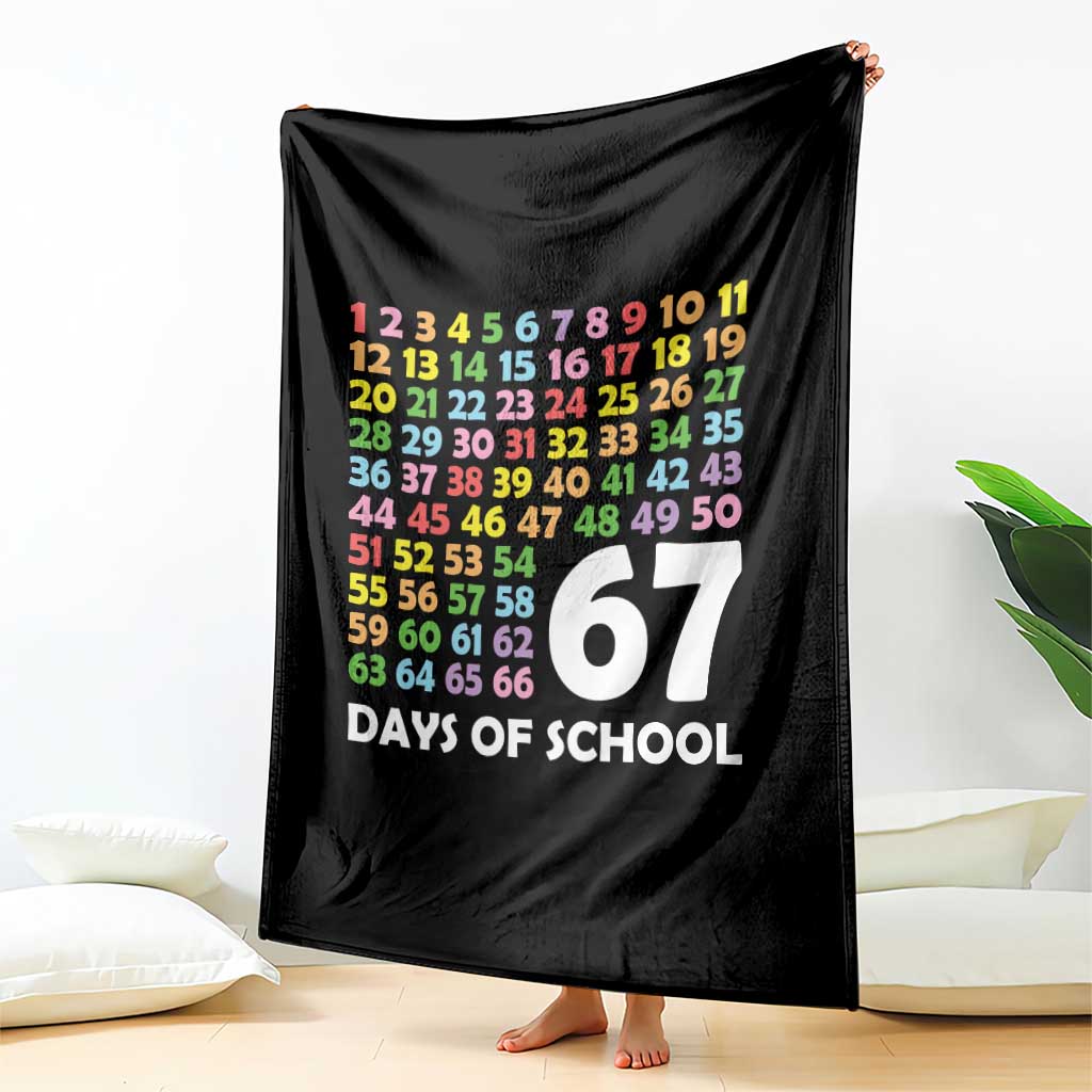 67 Days of School Throw Blanket Colorful Countdown Grid Milestone Classroom Fun - Wonder Print Shop