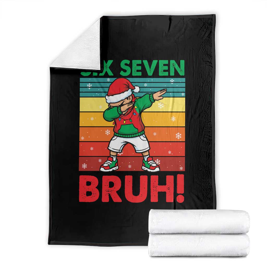 Six Seven Bruh Christmas Dabbing Throw Blanket Funny 67 Meme Retro Santa Kid Vibes - Wonder Print Shop