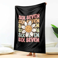 Six Seven Flower Power Throw Blanket Viral 67 Meme with Retro Daisy - Wonder Print Shop
