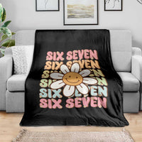 Six Seven Flower Power Throw Blanket Viral 67 Meme with Retro Daisy - Wonder Print Shop