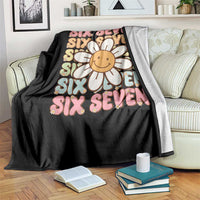 Six Seven Flower Power Throw Blanket Viral 67 Meme with Retro Daisy - Wonder Print Shop
