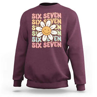 Six Seven Flower Power Sweatshirt Viral 67 Meme with Retro Daisy - Wonder Print Shop