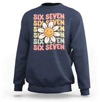 Six Seven Flower Power Sweatshirt Viral 67 Meme with Retro Daisy - Wonder Print Shop