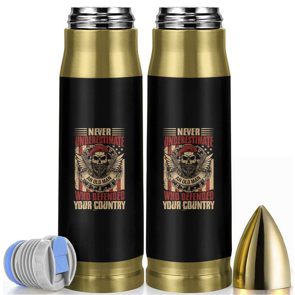 American Veteran Bullet Tumbler Never Underestimate An Old Man Who Defended Your Country