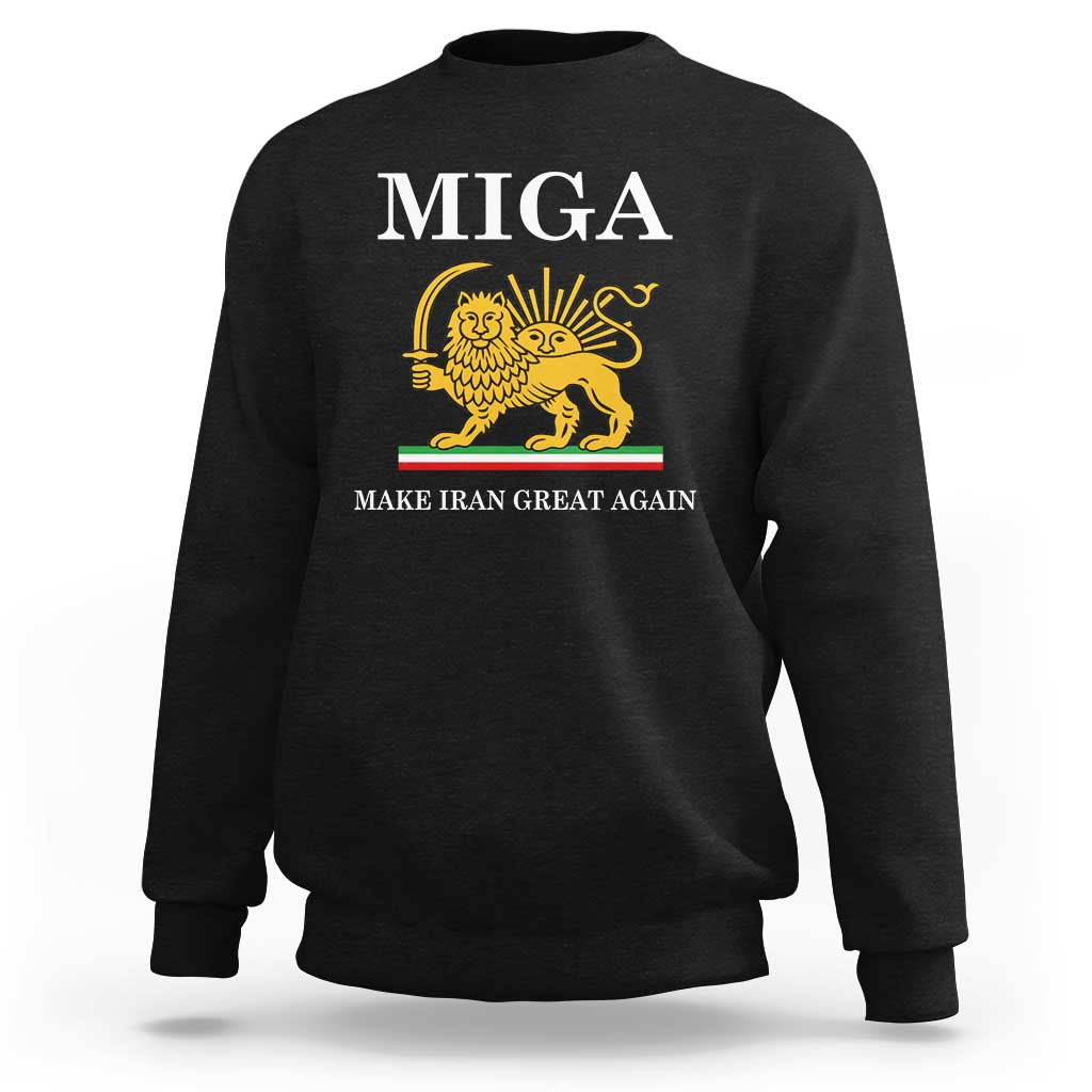Make Iran Great Again Patriotic MIGA Sweatshirt Lion and Sun Iranian Revolution Freedom Supporters