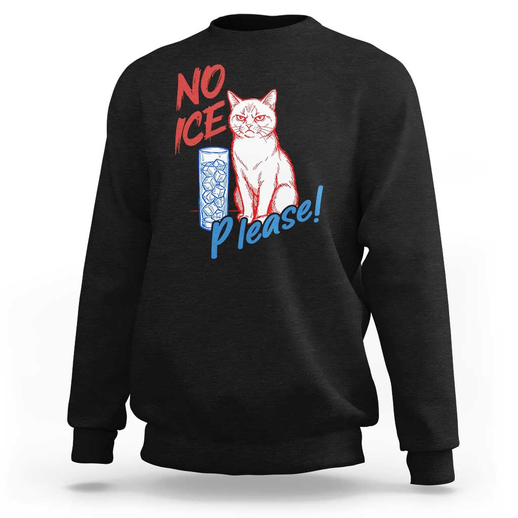 No Ice Please Angry Cat Graphic Sweatshirt Subtle Against Ice Protest Political Resistance