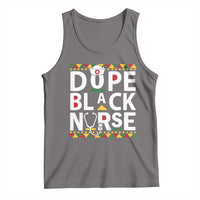 Dark gray nurse tank top with Dope Black Nurse front graphic