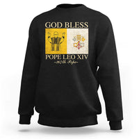 Men's sweatshirt, black with 'GOD BLESS' Pope Leo XIV chest graphic