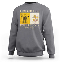 Men's sweatshirt, charcoal gray with 'GOD BLESS' Pope Leo XIV chest graphic