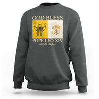 Men's sweatshirt, dark heather gray with 'GOD BLESS' Pope Leo XIV chest graphic