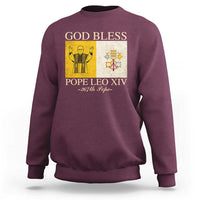 Men's sweatshirt, maroon with 'GOD BLESS' Pope Leo XIV chest graphic