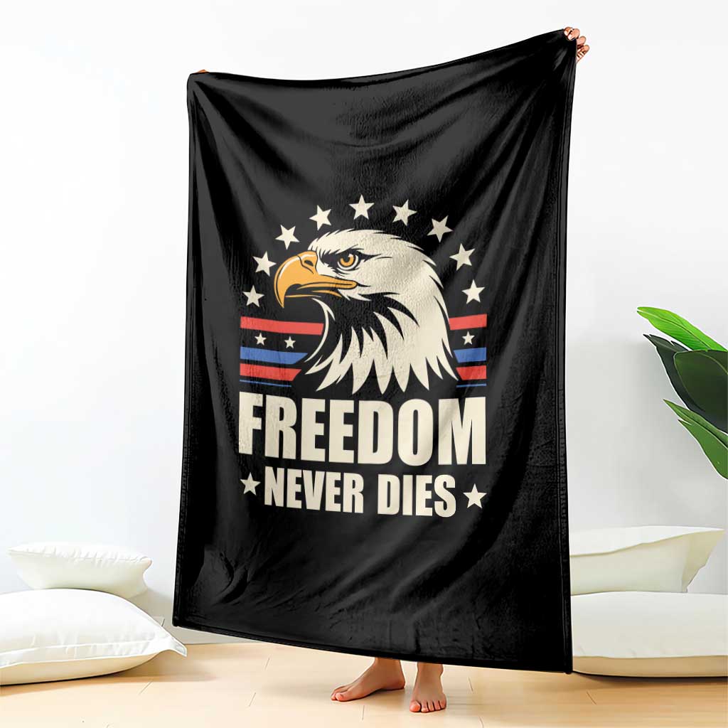 Freedom Never Dies Throw Blanket Bold Patriotic Eagle Graphic for True American Patriots - Wonder Print Shop