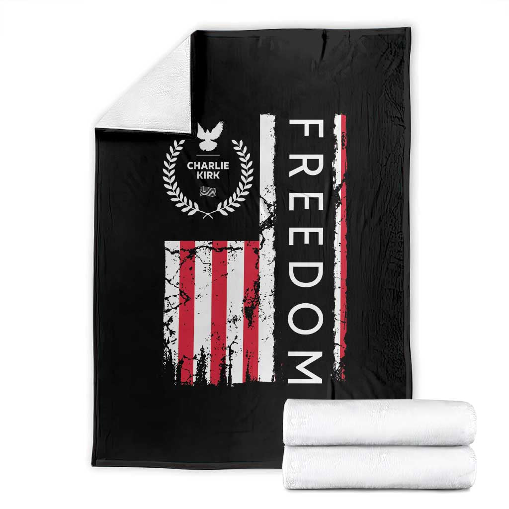 Freedom Charlie Kirk Tribute Throw Blanket Patriotic Legacy Eagle Distressed American Flag - Wonder Print Shop