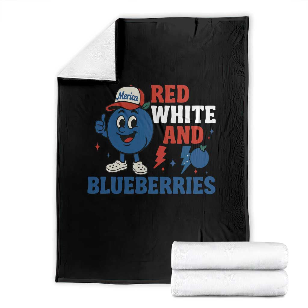 Red White and Blueberries Throw Blanket Patriotic Fruit Cartoon Graphic - Wonder Print Shop