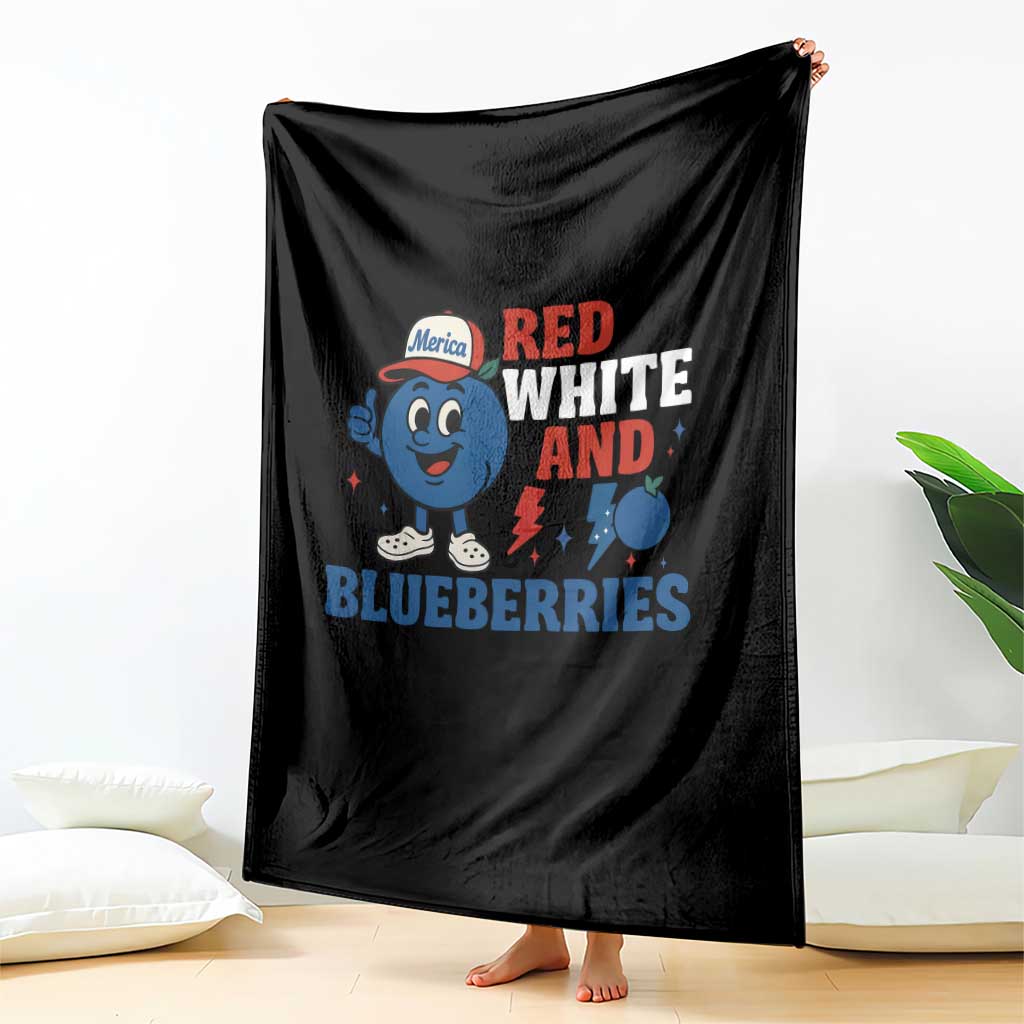 Red White and Blueberries Throw Blanket Patriotic Fruit Cartoon Graphic - Wonder Print Shop
