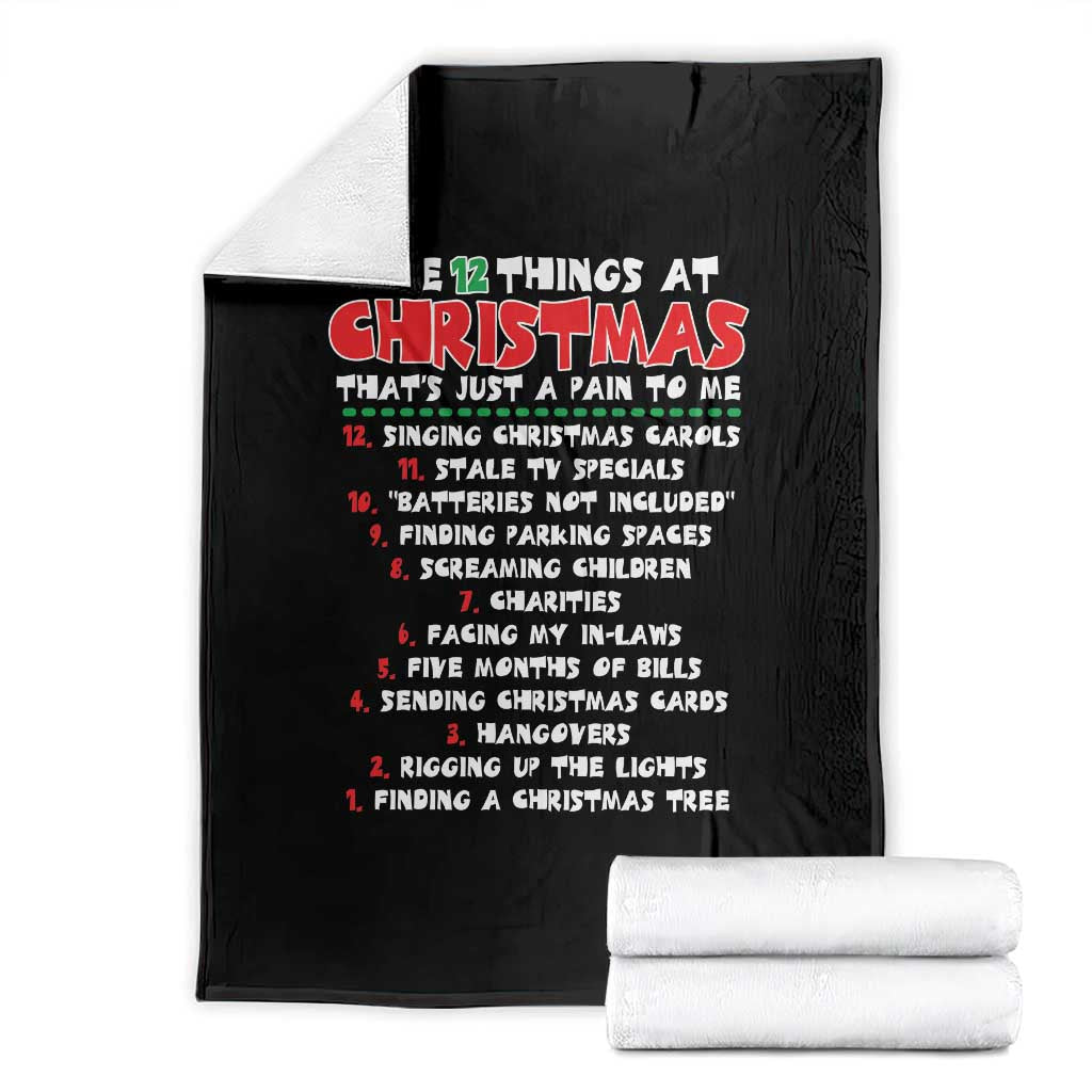 12 Pains of Christmas Parody Throw Blanket Funny Twist on the 12 Days of Christmas Tradition - Wonder Print Shop