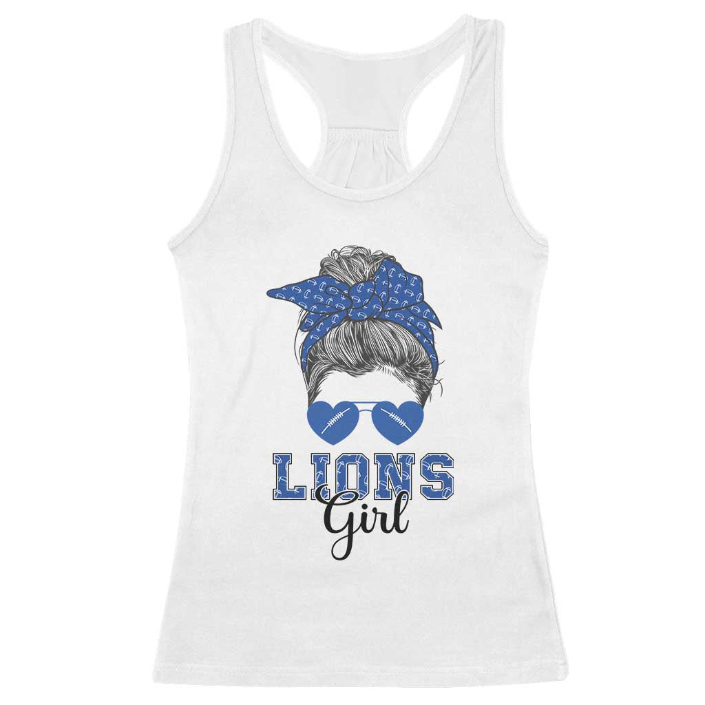 Lions Girl Racerback Tank Top Messy Bun Funny Sports Fan Team