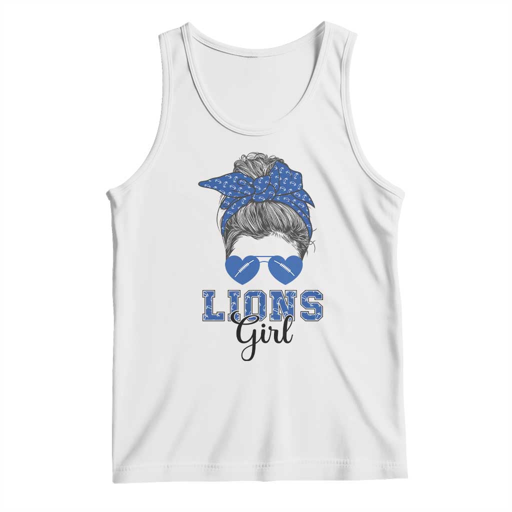 Lions Girl Tank Top Messy Bun Funny Sports Fan Team