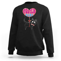 Black sweatshirt with foster cat mama graphic, crew neck and ribbed cuffs