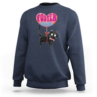 Blue sweatshirt with foster cat mama graphic, long sleeves and crew neck