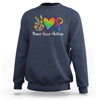 Navy graphic sweatshirt with rainbow peace-heart infinity design